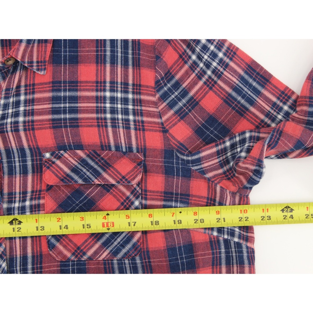 J Jill Denim Plaid Flannel Shirt Large Pink Blue Long Sleeve - Picture 5 of 10